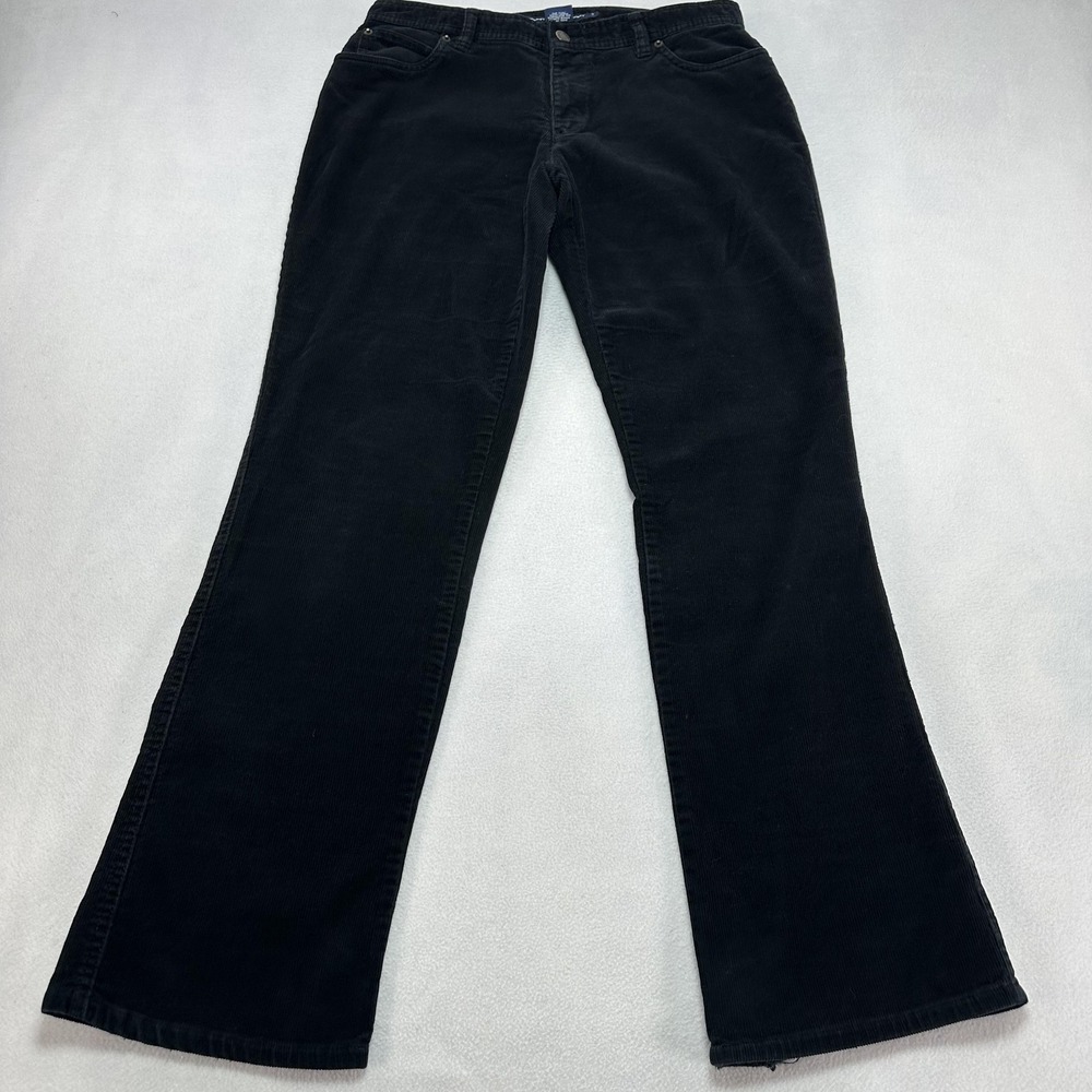 Ralph Lauren Sport Corduroy Pants Womens 8 Black Straight‎ Leg Stretch Chino Y2K